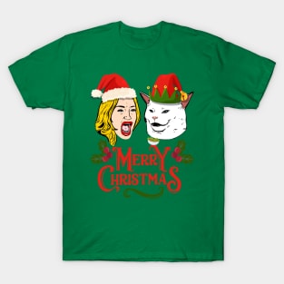 Woman Yelling at a Cat Meme Salad Ugly Christmas Sweater T-Shirt T-Shirt